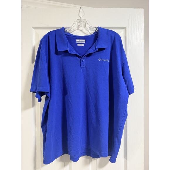 COLUMBIA MEN'S (2XL) BLUE ACTIVE FIT CASUAL OUTDOOR POLO GOLF STRETCH SHIRT - Picture 1 of 4